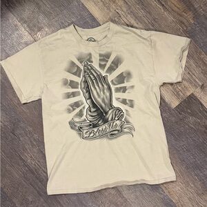 ⭐️3/$12⭐️Bless Us Graphic Beige T-Shirt